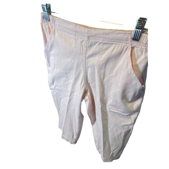 Croft and Barrow Light Pink Pull On Elastic Waist Flat Front Cropped Pants Sz 4P - Picture 4 of 8